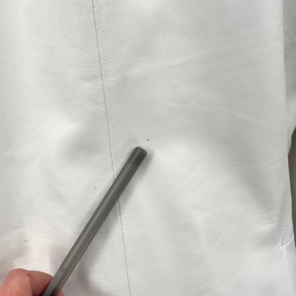 Vintage White Leather Blazer Talbots 1990s Y2K Zip Up Jacket Medium 10 So Soft! - Picture 8 of 14